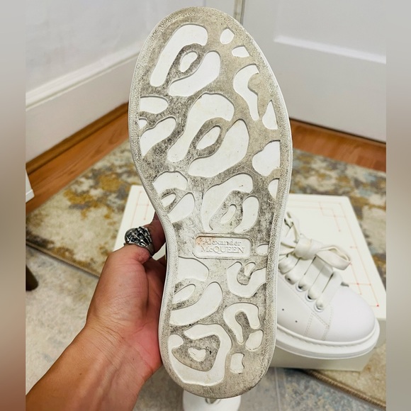 EUC Women Sz 7 (Euro Sz 37) Alexander McQueen Oversized Shoes White/Fluo Yellow - Picture 16 of 17
